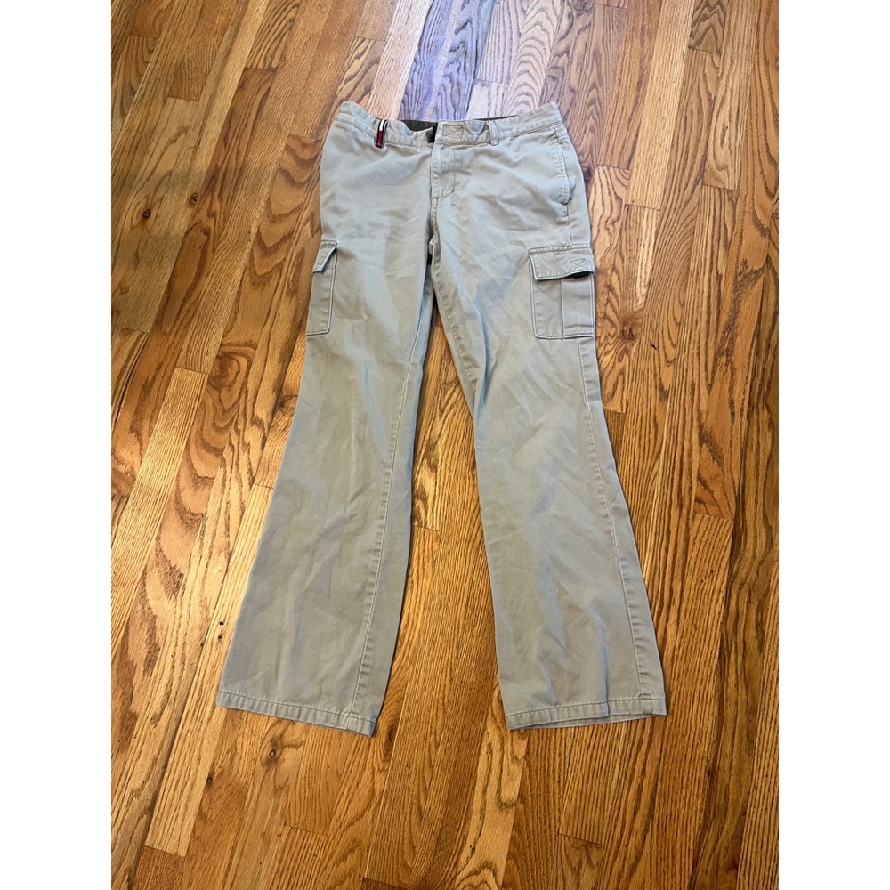Tommy Jeans Womens Khaki Cargo Pants Size 4 Tan Straight Leg Y2K Utility B7